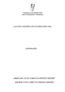 LEAVING CERTIFICATE EXAMINATION 2012 GEOGRAPHY