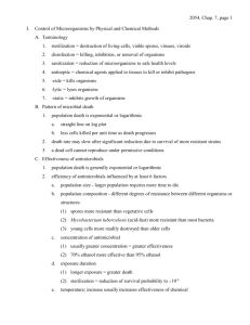 2054, Chap. 7, page 1 I. Control of Microorganisms by Physical and