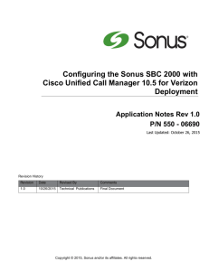 Configuring Sonus SBC 2000 with Cisco Unified Call Manager 10.5