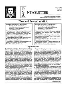 POE Studies Association Newsletter Published at Worcester