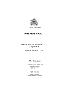 partnership act - Alberta Queen's Printer