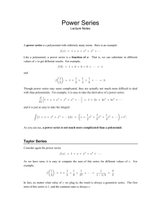 Lecture Notes - Power Series