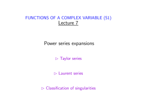 Lecture 7 Power series expansions