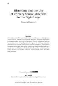 Historians and the Use of Primary Source Materials in the Digital Age