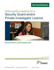 Online guide to applying for a: Security guard and/or private