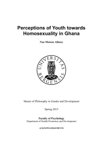 Perceptions of Youth towards Homosexuality in Ghana