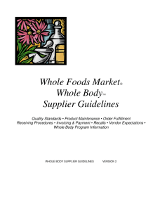 Whole Foods Market® Whole Body™ Supplier Guidelines