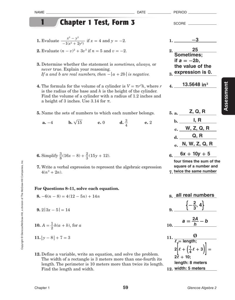 practice and problem solving algebra 1 answer key