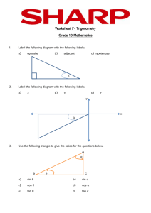 Worksheet 7- Trigonometry Grade 10 Mathematics - E
