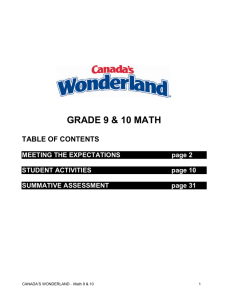 Math Activities - Grades 9 & 10
