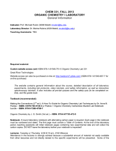 CHEM 331, FALL 2013 ORGANIC CHEMISTRY I LABORATORY