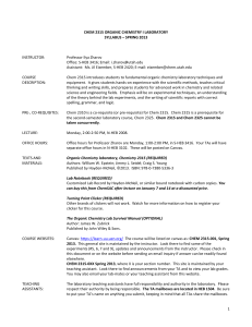 chem 2315 organic chemistry i laboratory syllabus – spring