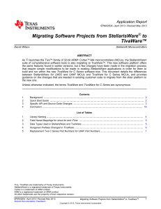 Migrating Software Projects from StellarisWare