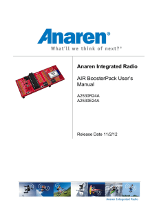 Anaren Integrated Radio AIR BoosterPack User's Manual