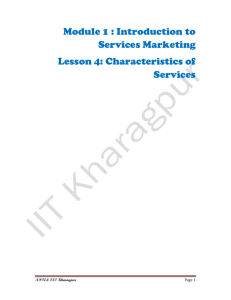 Module 1 : Introduction to Services Marketing Lesson 4