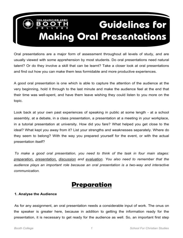 guidelines for oral presentation