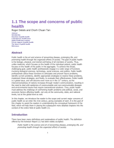 1.1 The scope and concerns of public health