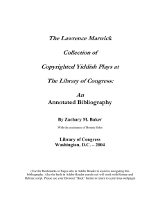 The Lawrence Marwick Collection of Copyrighted Yiddish Plays at