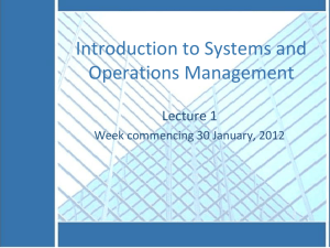 Introduction to Systems and Operations Management