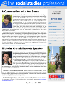 A Conversation with Ken Burns Nicholas Kristof: Keynote Speaker