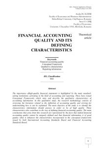 financial accounting quality and its defining characteristics