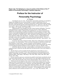 Preface for the Instructor of Personality Psychology