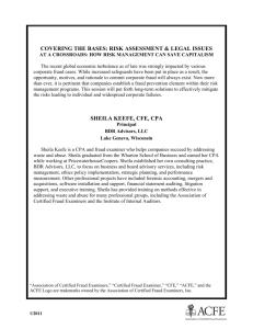 covering the bases: risk assessment & legal issues sheila keefe, cfe