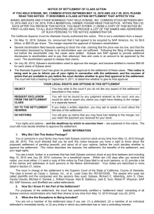 notice of settlement of class action if you held sybase, inc