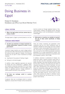 Egypt's Chapter in the Doing Business in