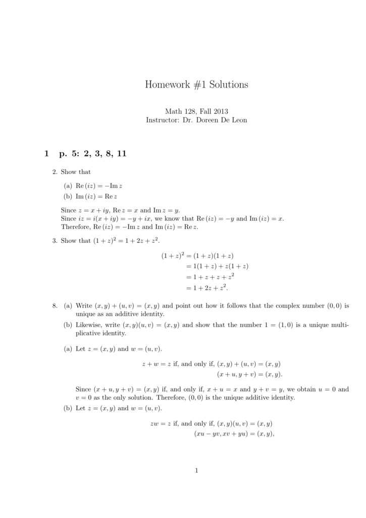 Homework 1 Solutions