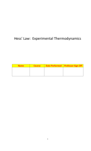 Hess' Law: Experimental Thermodynamics