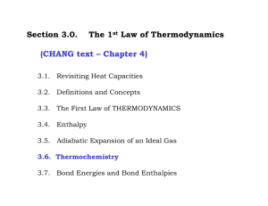 Section 3.0. The 1st Law of Thermodynamics (CHANG text