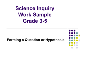 Science Inquiry Work Sample Grade 3-5