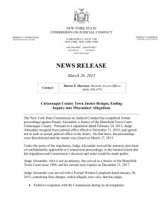 NEWS RELEASE - New York State Commission on Judicial Conduct