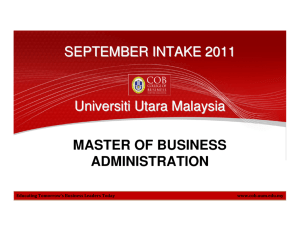 MASTER OF BUSINESS ADMINISTRATION Universiti Utara