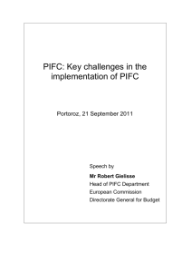 PIFC: Key challenges in the implementation of Financial