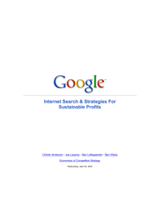 Internet Search & Strategies For Sustainable Profits