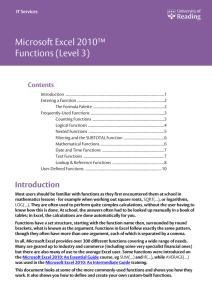 Microsoft Excel 2007 Functions