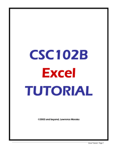 Basic Excel Facts and Usage