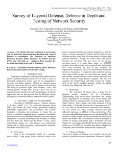 Survey of Layered Defense, Defense in Depth and Testing of