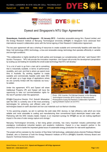 Dyesol and Singapore's NTU Sign Agreement