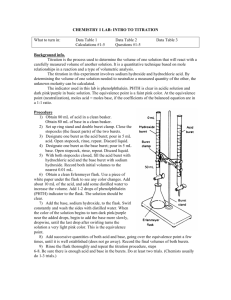 CHEMISTRY I LAB: INTRO TO TITRATION