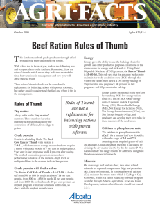 Beef Ration Rules of Thumb
