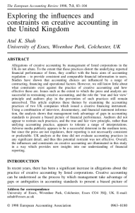 Exploring the in uences and constraints on creative accounting in