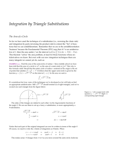 Math 131, Techniques of Integration IVTriangle Substitutions
