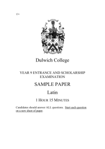 Dulwich College SAMPLE PAPER Latin