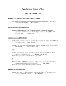 Appalachian School of Law Fall 2013 Book List