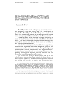 Legal Research, Legal Writing, and Legal Analysis