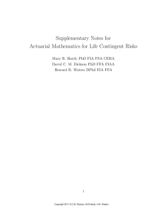 Supplementary Notes for Actuarial Mathematics
