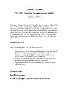 POLI 309 Canadian Government and Politics